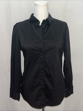 George Black Button-Down Shirt with White Micro Dots